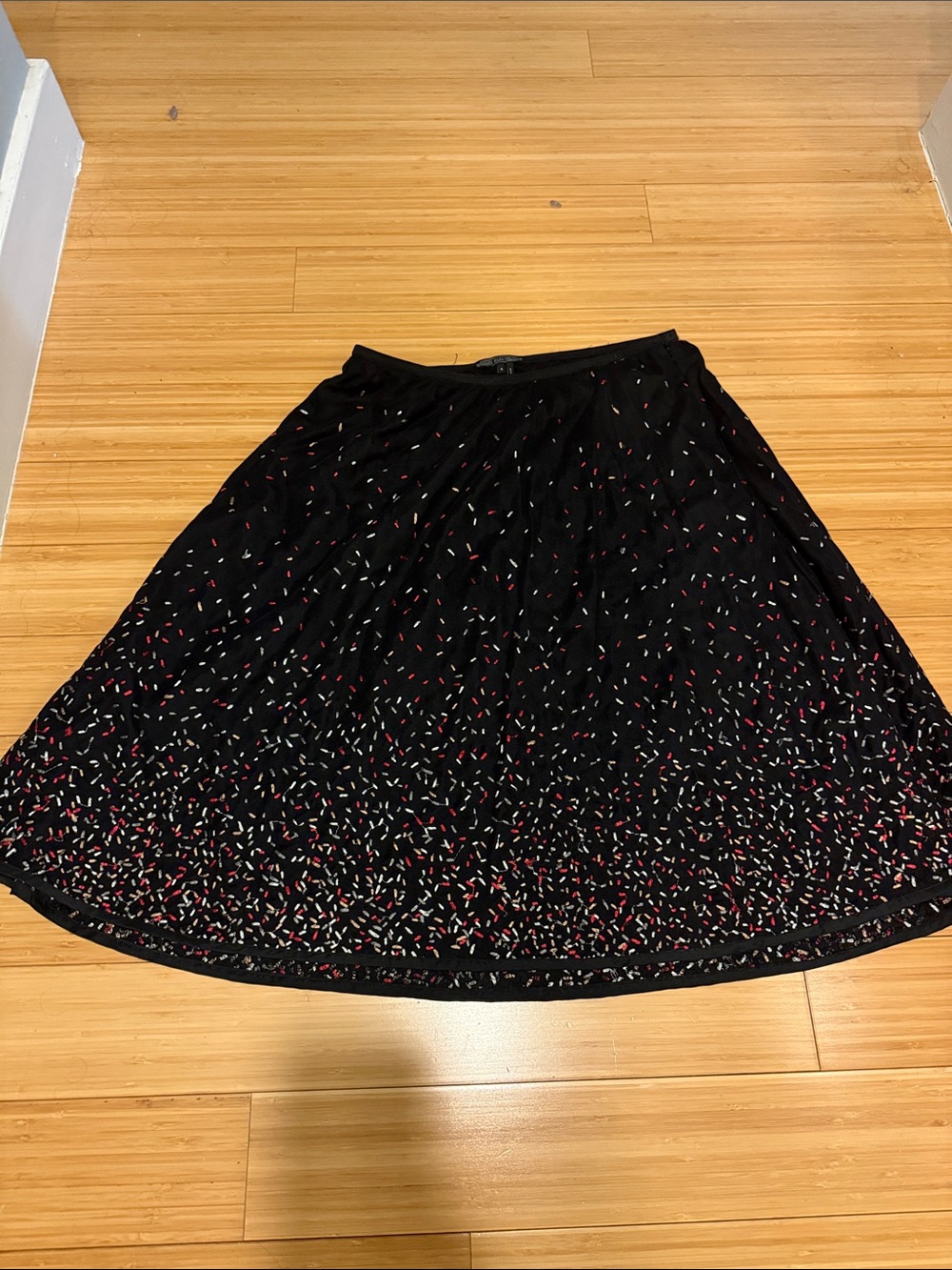 Zozo Black A-Line Skirt with Pink and White Speckle Print - Women's